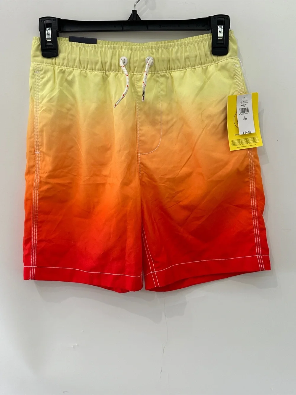 GAP Kids Swim Trunks 6” NEW Dip Dye Ombré Yellow Orange Boys Size 10